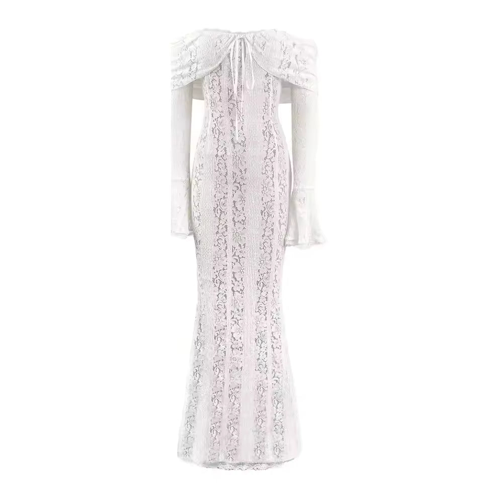 Bodycon Dress 2025 Long Sleeve Elegant Lace Maxi Dress Wedding Guest Dress for Women