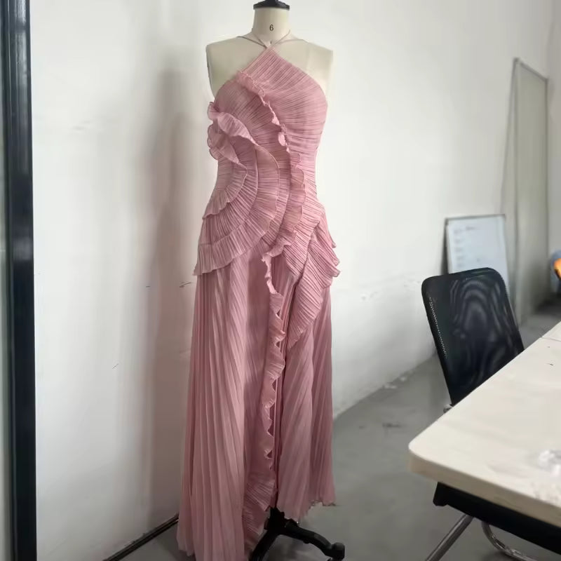 Elegant and Luxurious Lotus Lace Maxi Dress, Bodycon, Open Back, Lace Up, Robe 2025