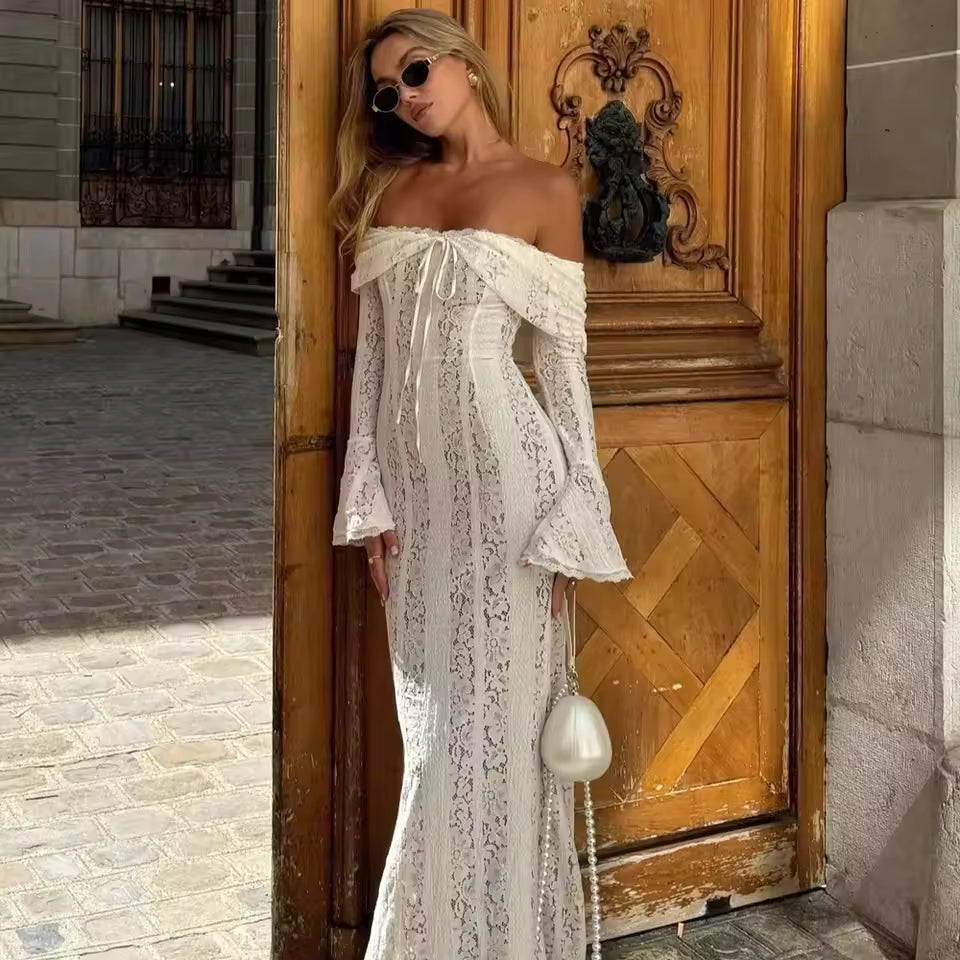 Bodycon Dress 2025 Long Sleeve Elegant Lace Maxi Dress Wedding Guest Dress for Women
