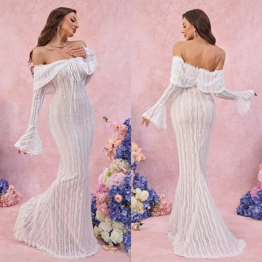 Bodycon Dress 2025 Long Sleeve Elegant Lace Maxi Dress Wedding Guest Dress for Women