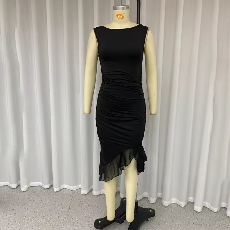 Wefads Women Maxi Dress Summer Elegant Solid Sleeveless