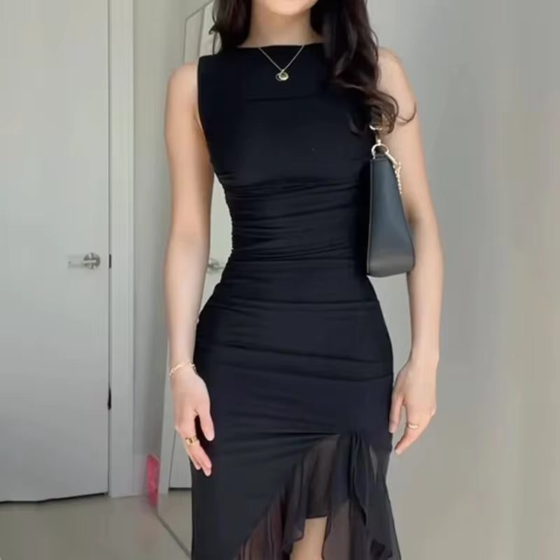 Wefads Women Maxi Dress Summer Elegant Solid Sleeveless