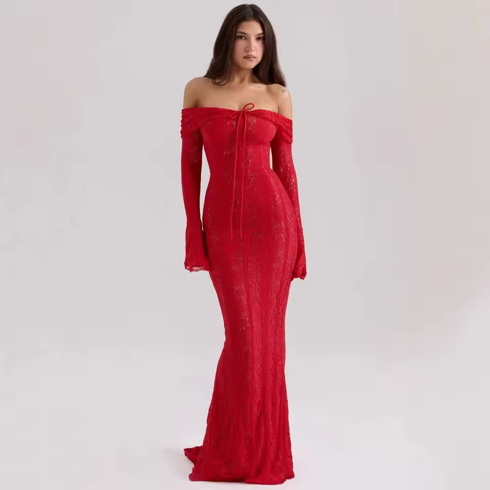 Bodycon Dress 2025 Long Sleeve Elegant Lace Maxi Dress Wedding Guest Dress for Women